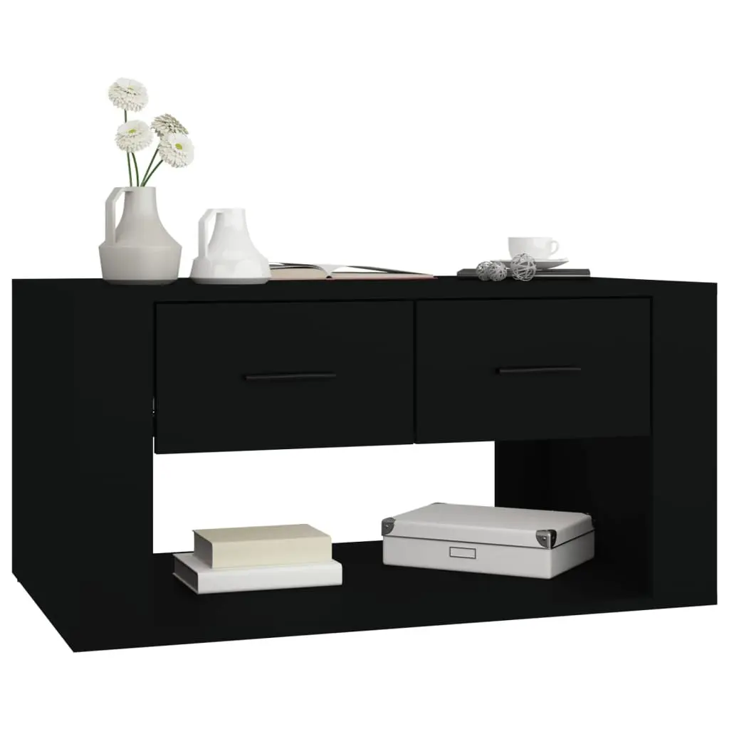 Coffee Table Black with 2 Storage Drawers 80x50x40 cm