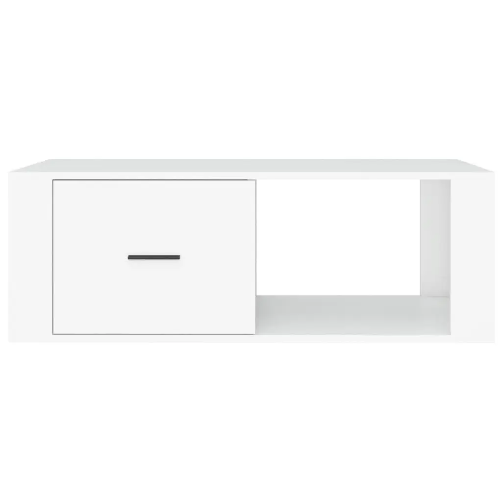 White Coffee Table with Storage Drawer 100x50.5x35 cm Engineered Wood for Living Room