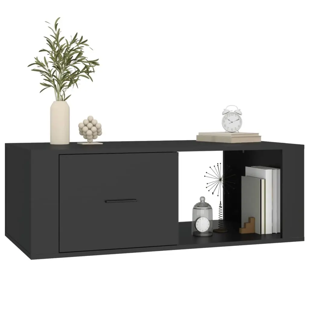 Coffee Table Black Storage Drawer Open Compartment Living Room Accent Furniture