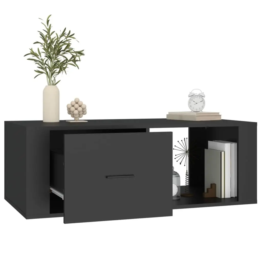 Coffee Table Black Storage Drawer Open Compartment Living Room Accent Furniture