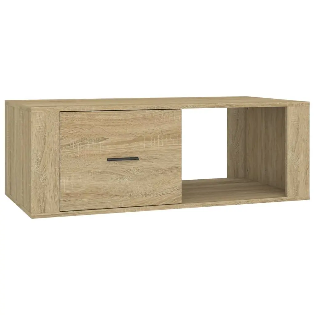 Coffee Table with Storage Drawer Open Compartment Brown Engineered Wood 100 x 50.5 x 35 cm