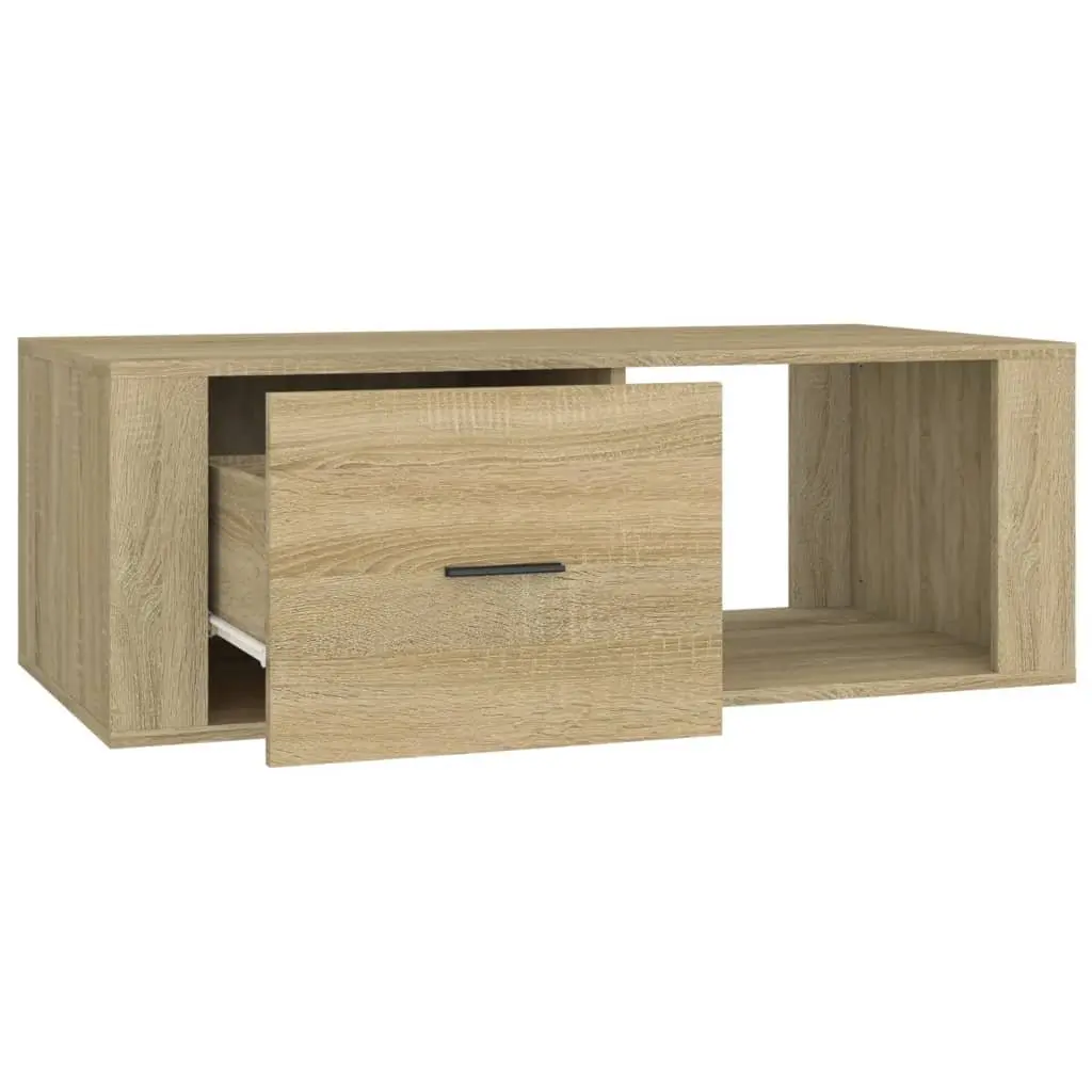 Coffee Table with Storage Drawer Open Compartment Brown Engineered Wood 100 x 50.5 x 35 cm