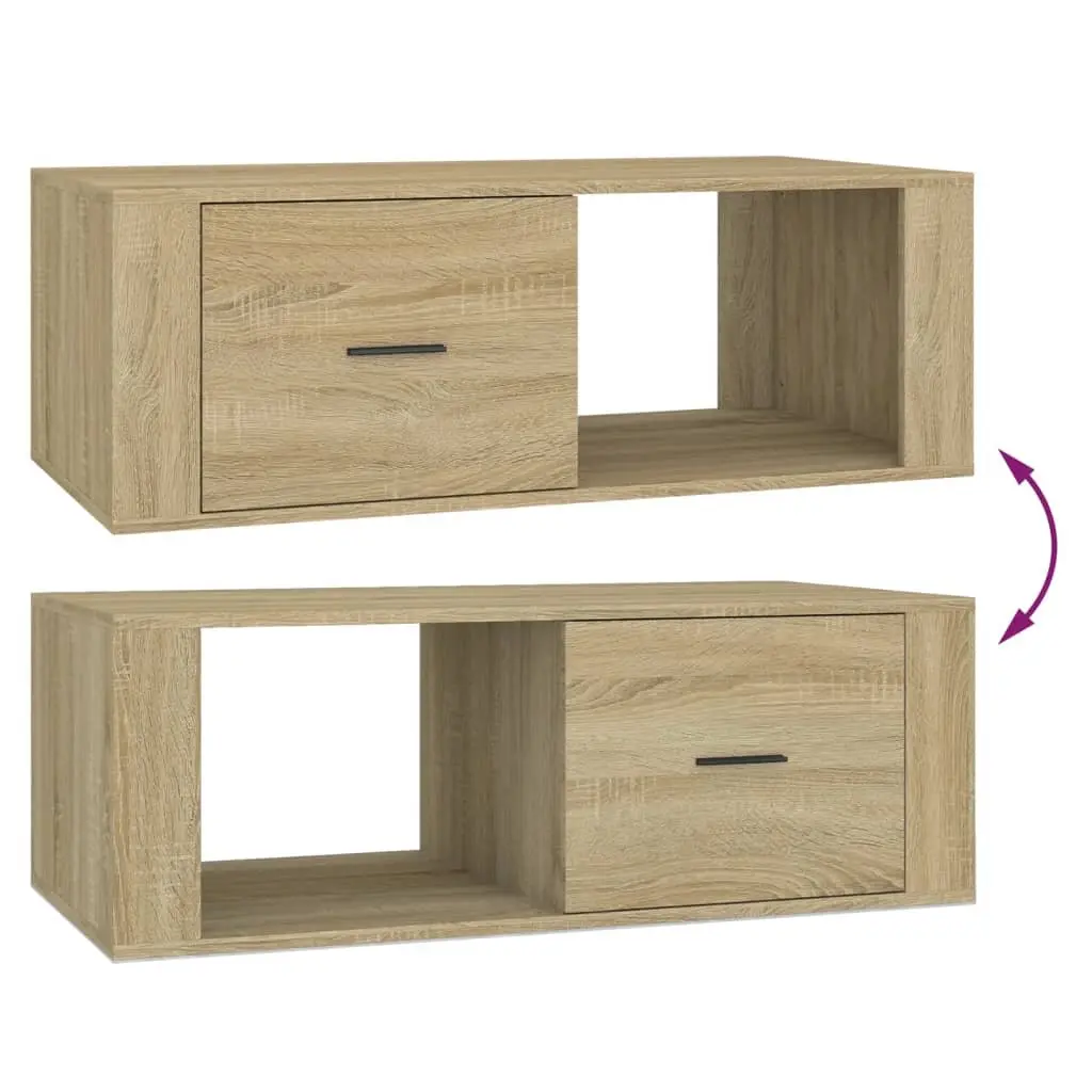 Coffee Table with Storage Drawer Open Compartment Brown Engineered Wood 100 x 50.5 x 35 cm