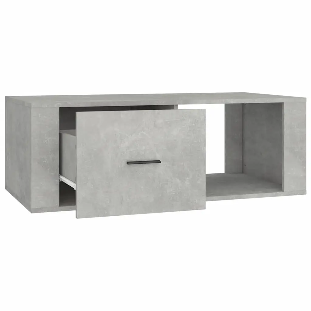 Coffee Table Grey Engineered Wood 100x50.5x35cm with Storage Drawer and Compartment