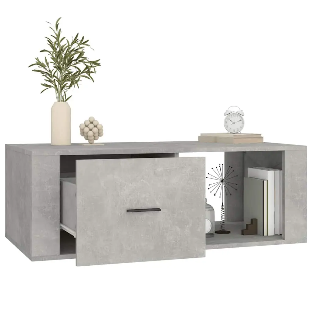 Coffee Table Grey Engineered Wood 100x50.5x35cm with Storage Drawer and Compartment