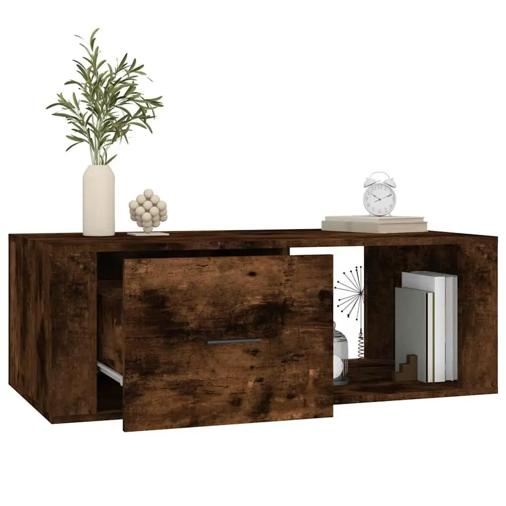 Coffee Table with Storage Drawer Open Compartment Brown Accent Living Room