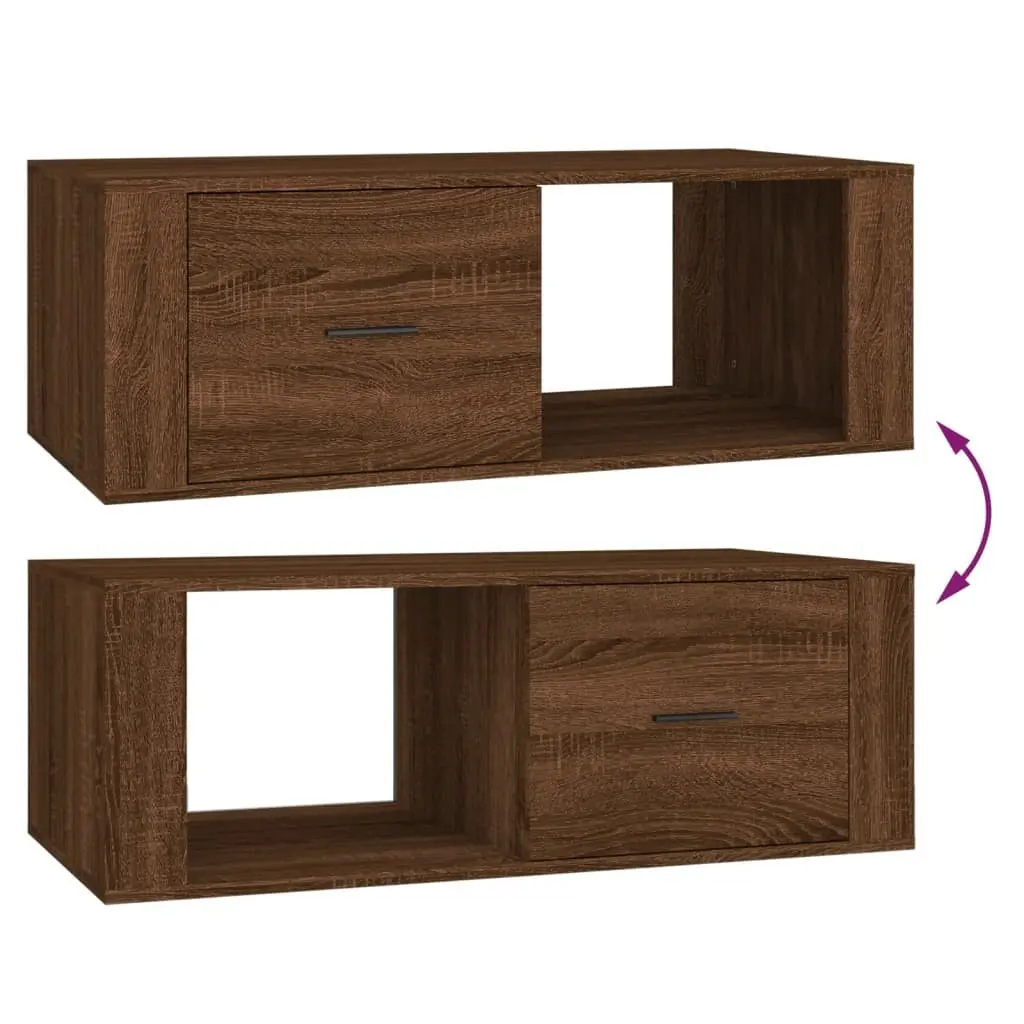 Coffee Table Brown Oak Engineered Wood Living Room Accent Sofa Side Table