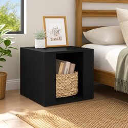 Black Bedside Table 41x40x36 cm Engineered Wood Side Cabinet Storage Nightstand