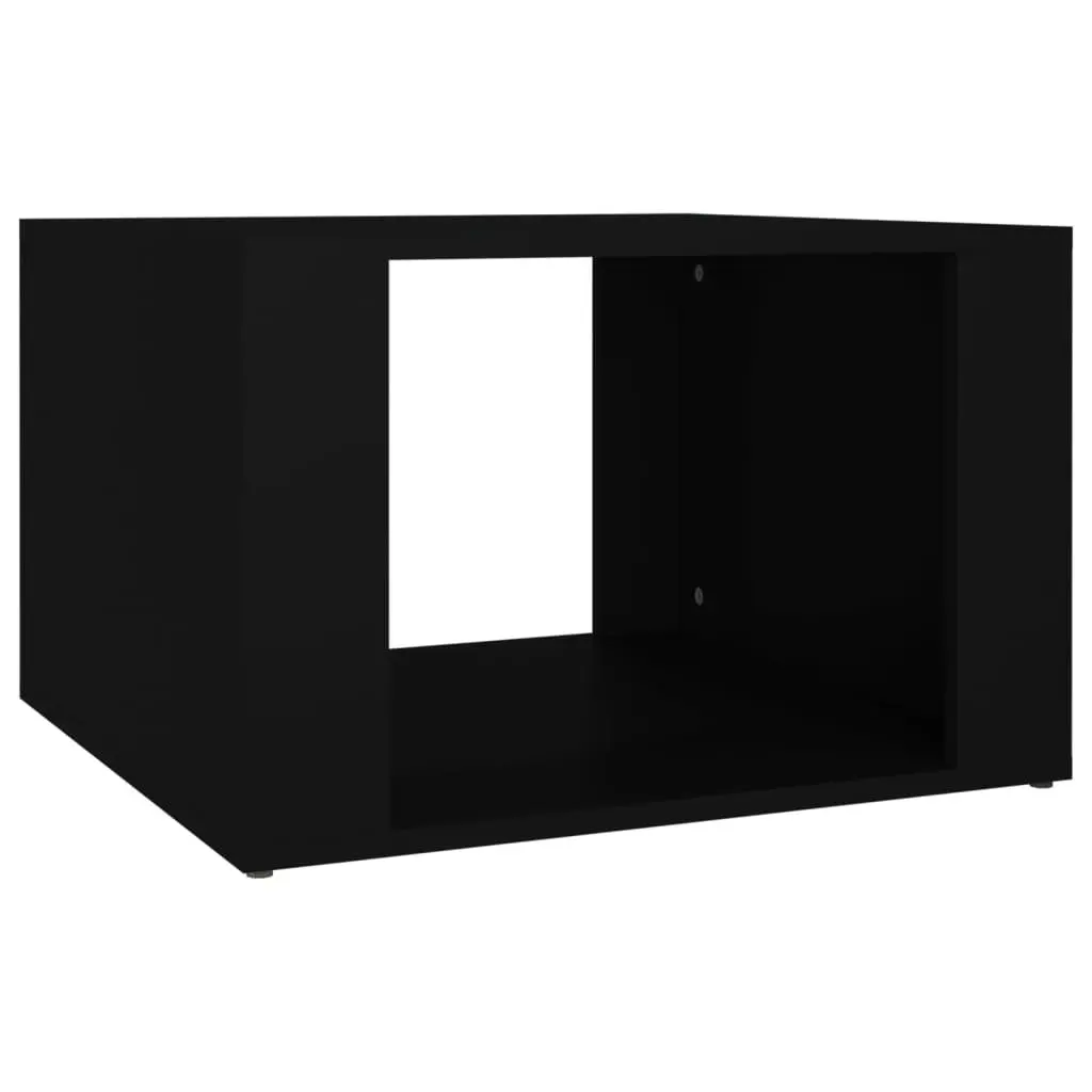 Bedside Table Black Engineered Wood Storage 57x55x36cm