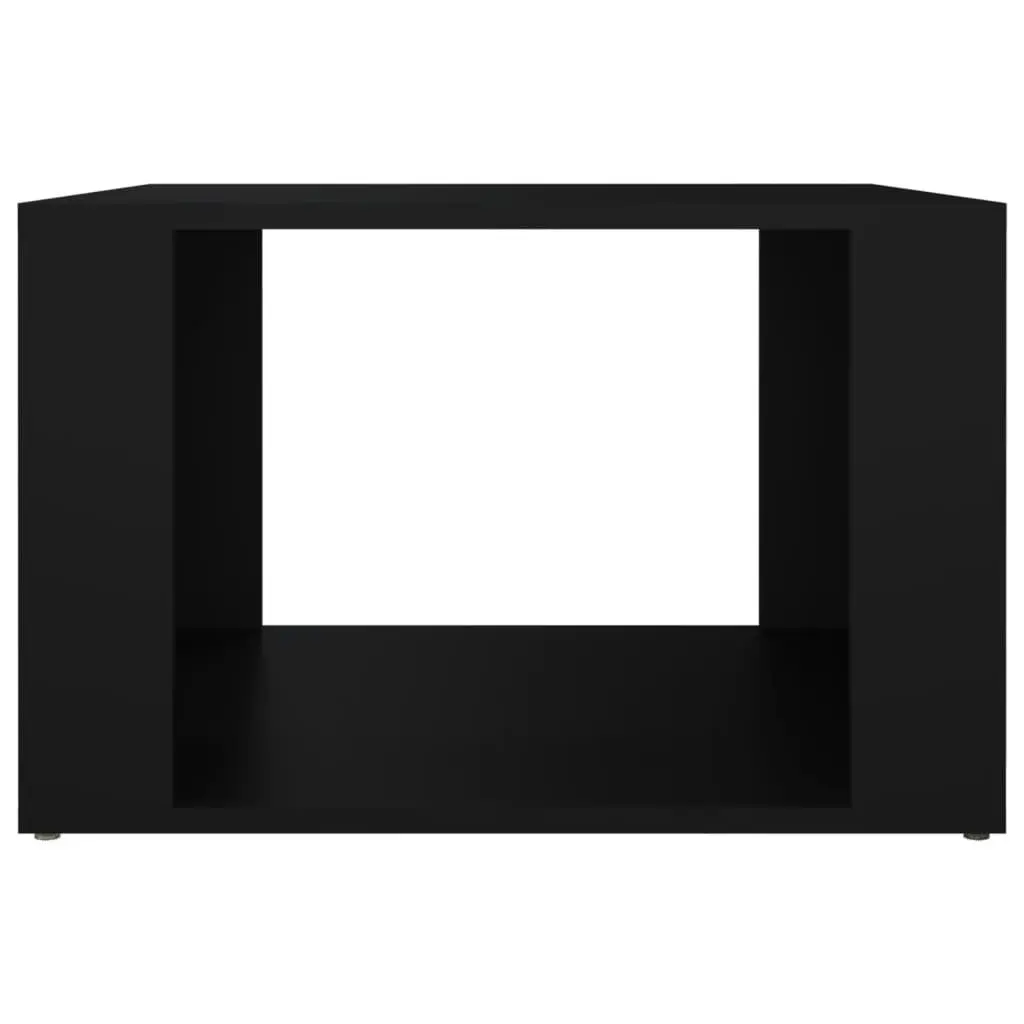 Bedside Table Black Engineered Wood Storage 57x55x36cm