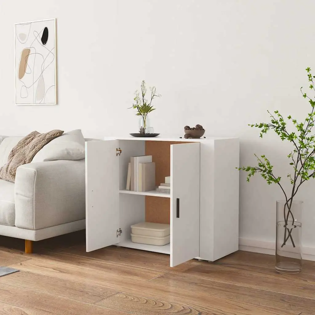 Sideboard White Engineered Wood 80x33x70 cm Storage Cabinet