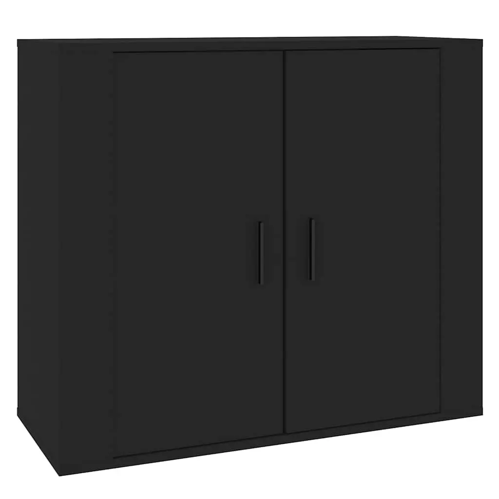 Sideboard Black Engineered Wood 80x33x70 cm Storage Cabinet with Doors