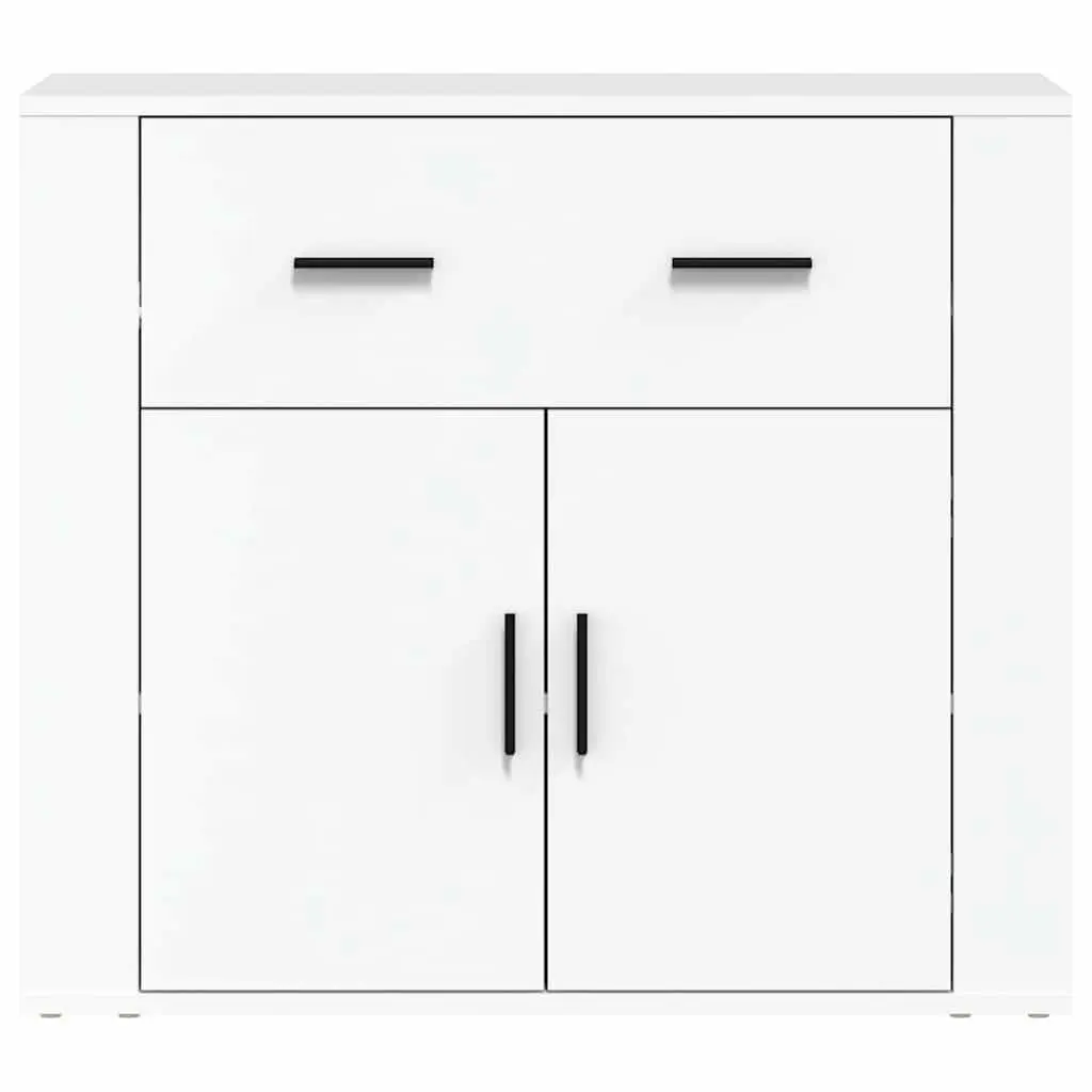Sideboard White Engineered Wood 80x33x70 cm Storage Cabinet with Doors Drawers Compartments