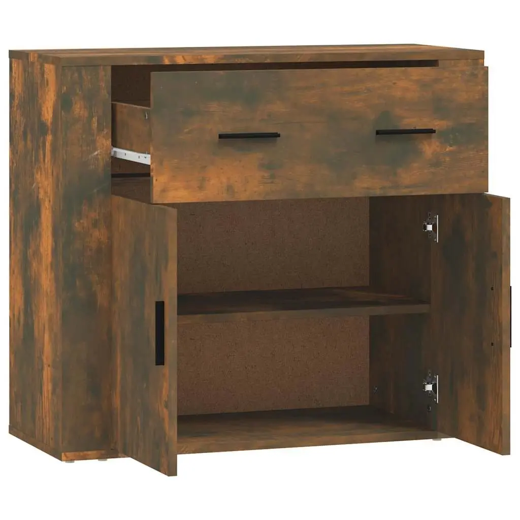 Sideboard Brown Engineered Wood Storage Cabinet with Doors Drawers Compartments 80 x 33 x 70 cm