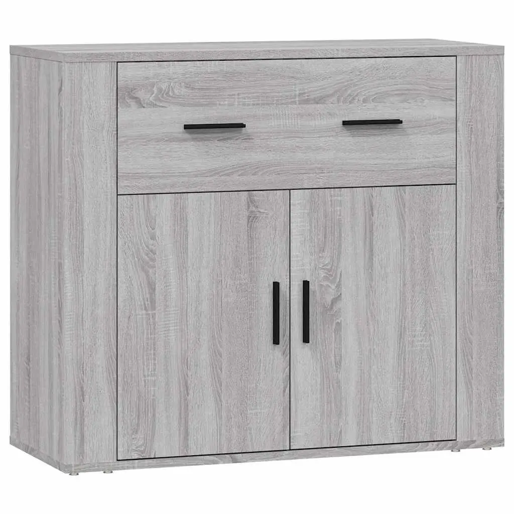 Grey Sideboard Storage Cabinet with Doors and Drawers 80x33x70cm