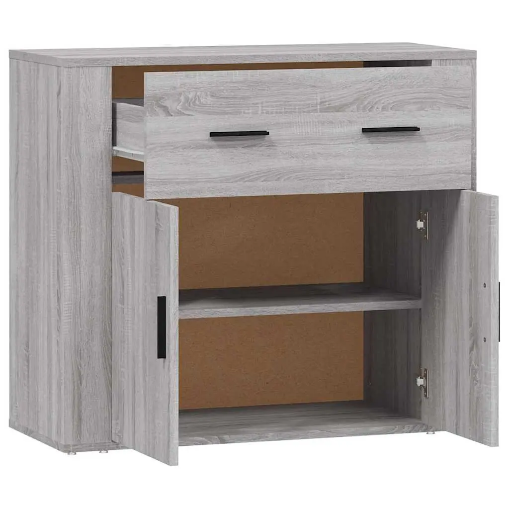 Grey Sideboard Storage Cabinet with Doors and Drawers 80x33x70cm