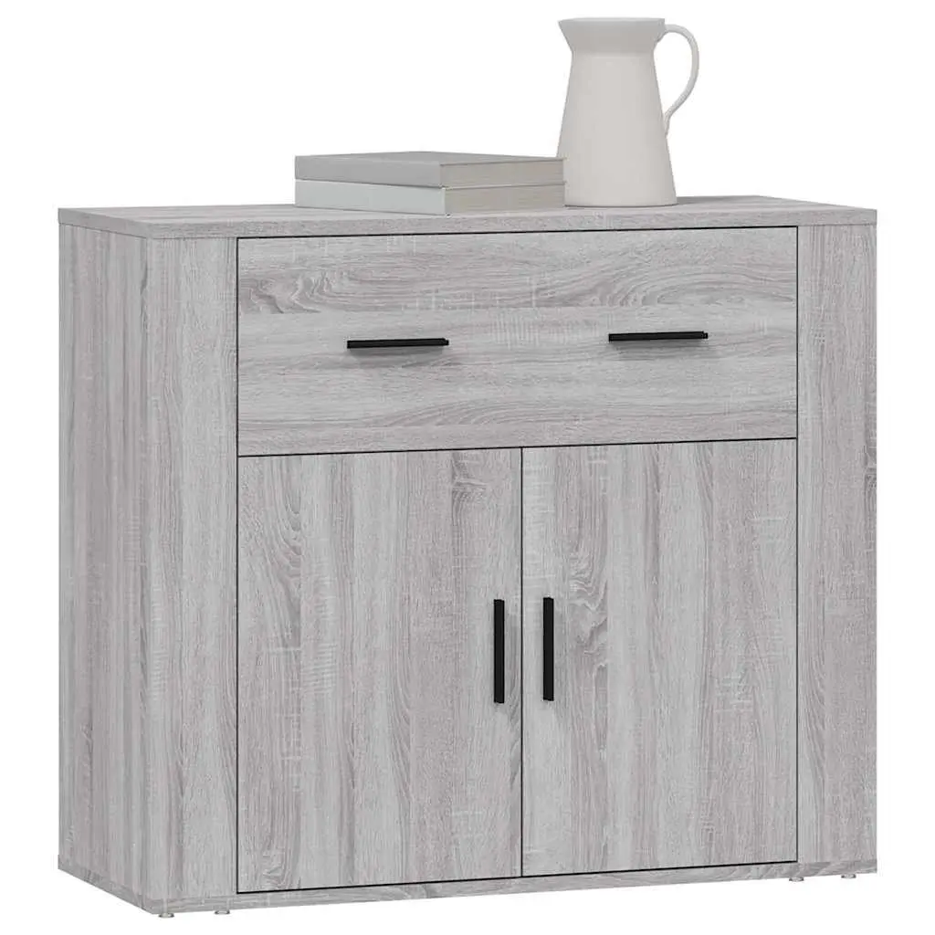 Grey Sideboard Storage Cabinet with Doors and Drawers 80x33x70cm