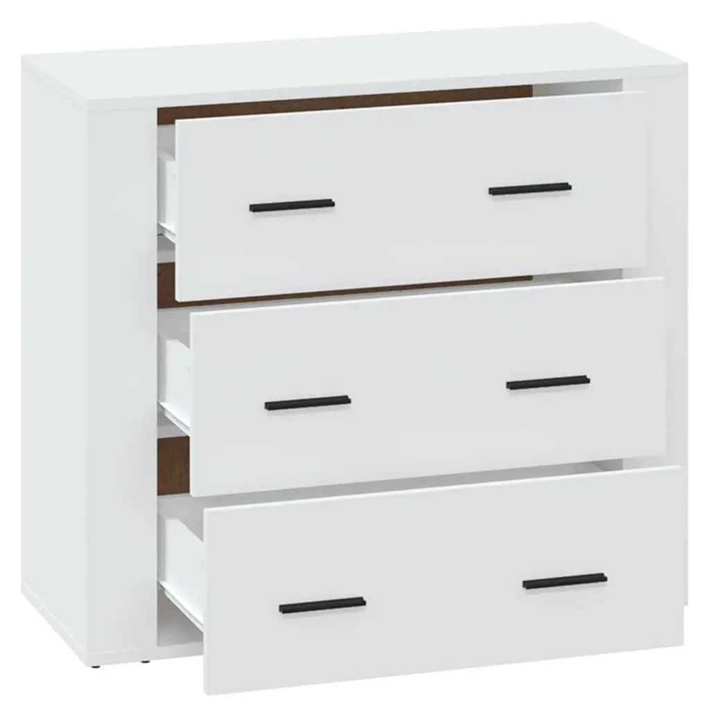 Sideboard Cabinet Engineered Wood White 80x33x70cm 3 Drawers