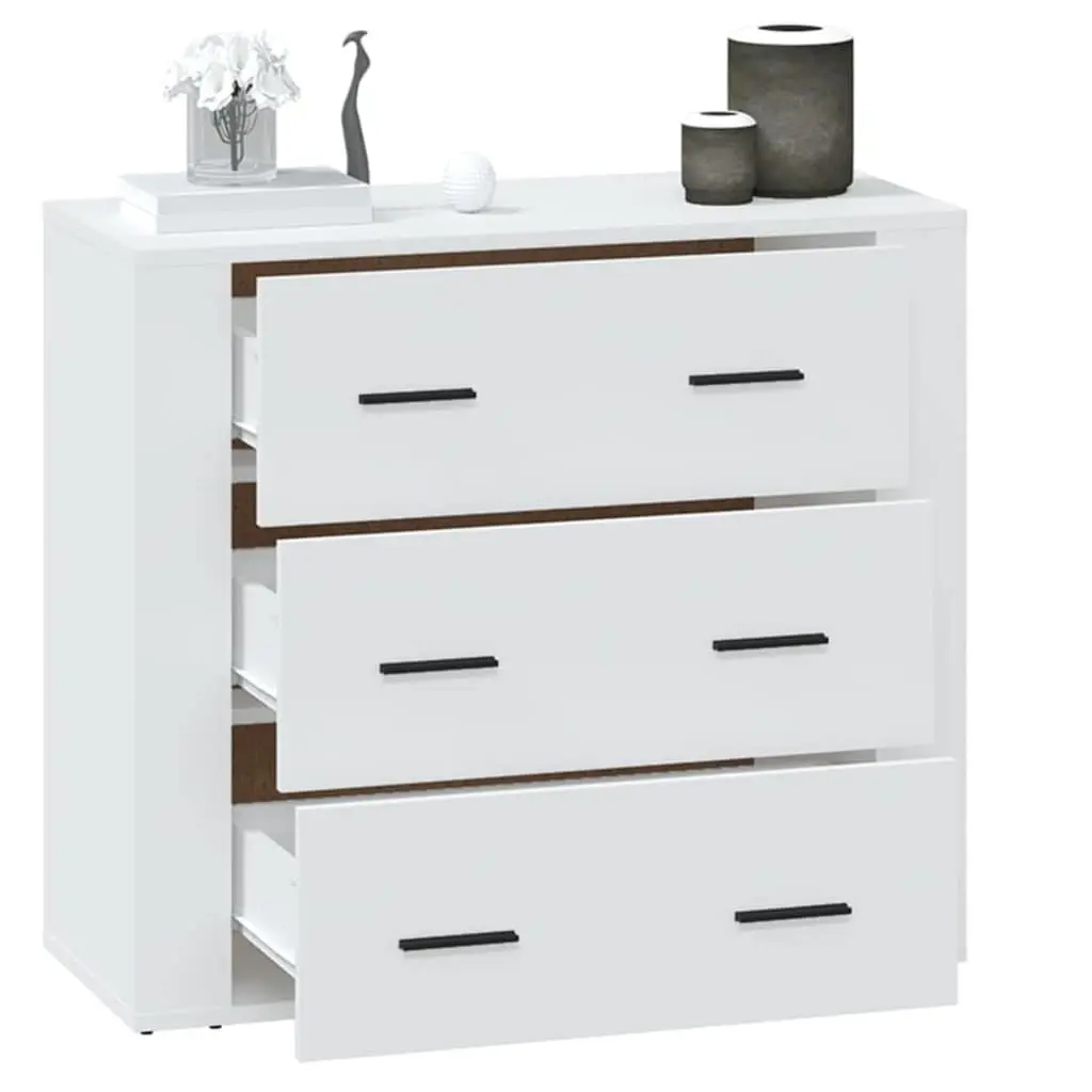 Sideboard Cabinet Engineered Wood White 80x33x70cm 3 Drawers