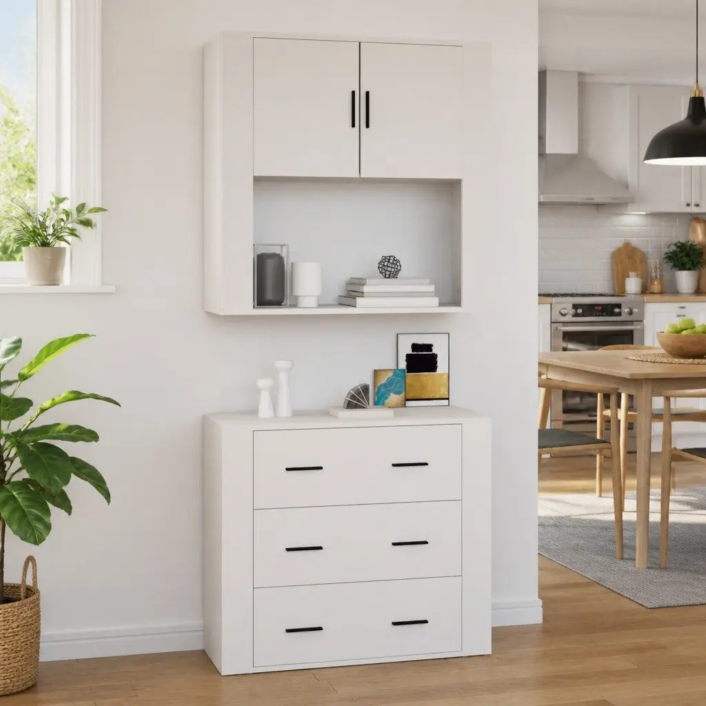 Wall Cabinet White Engineered Wood 80x33x80 cm