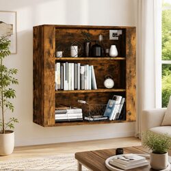 Wall Cabinet Brown Engineered Wood Storage Organiser Hanging Shelves 80x33x80cm