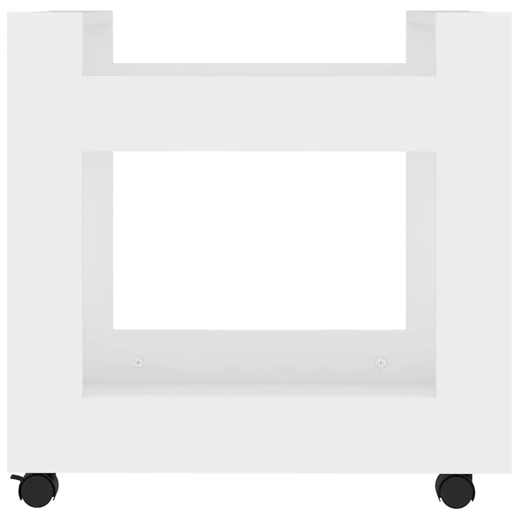 Desk Trolley White Storage 60x45x60 cm Open Shelves Rolling Casters Office