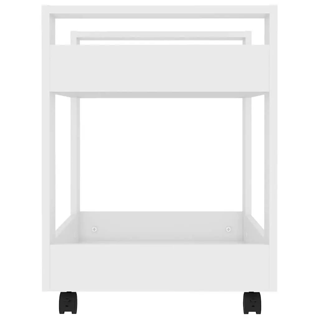 Desk Trolley White Storage 60x45x60 cm Open Shelves Rolling Casters Office