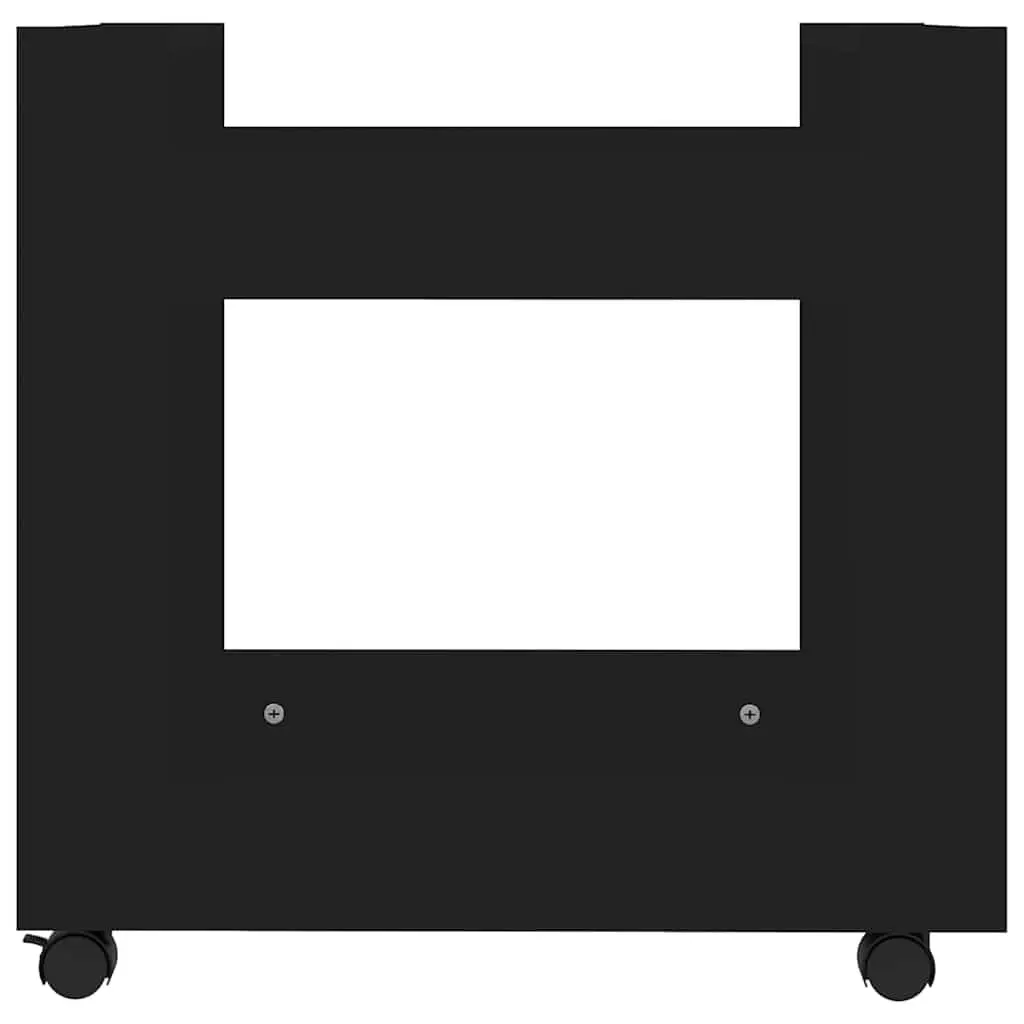 Desk Trolley Black Engineered Wood 60x45x60cm Rolling Storage Shelves