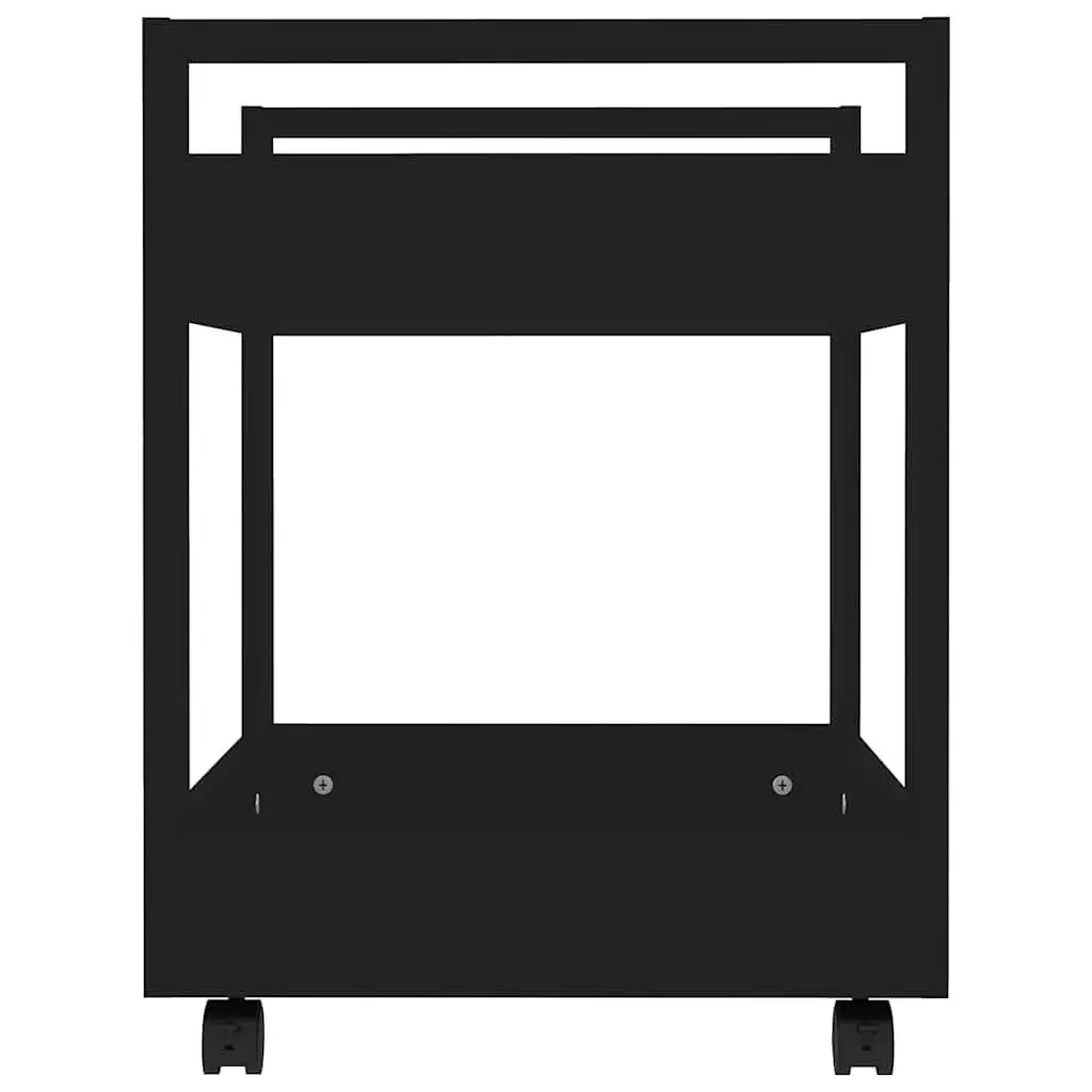 Desk Trolley Black Engineered Wood 60x45x60cm Rolling Storage Shelves