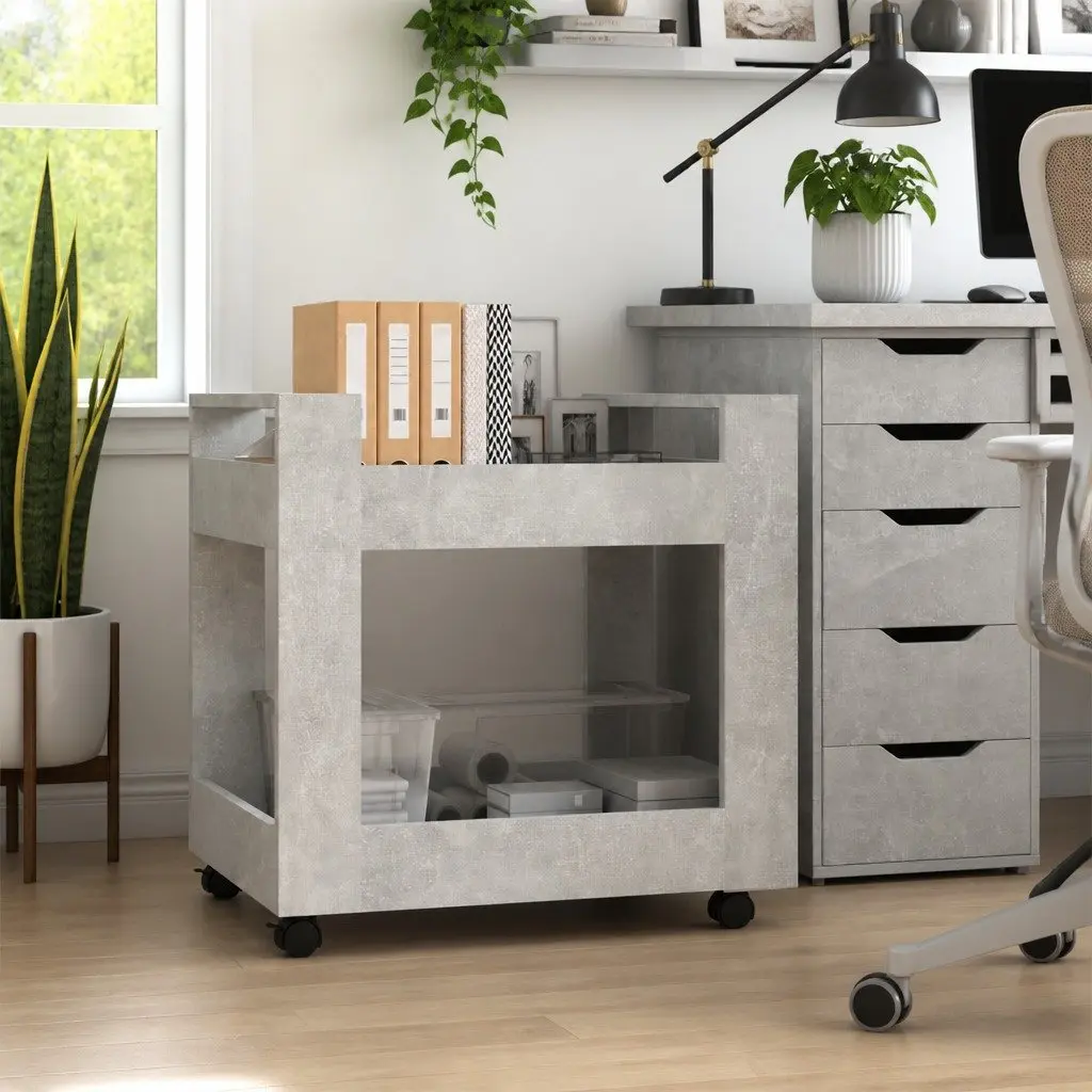 Desk Trolley Grey 60x45x60 cm Storage Cart with Castors