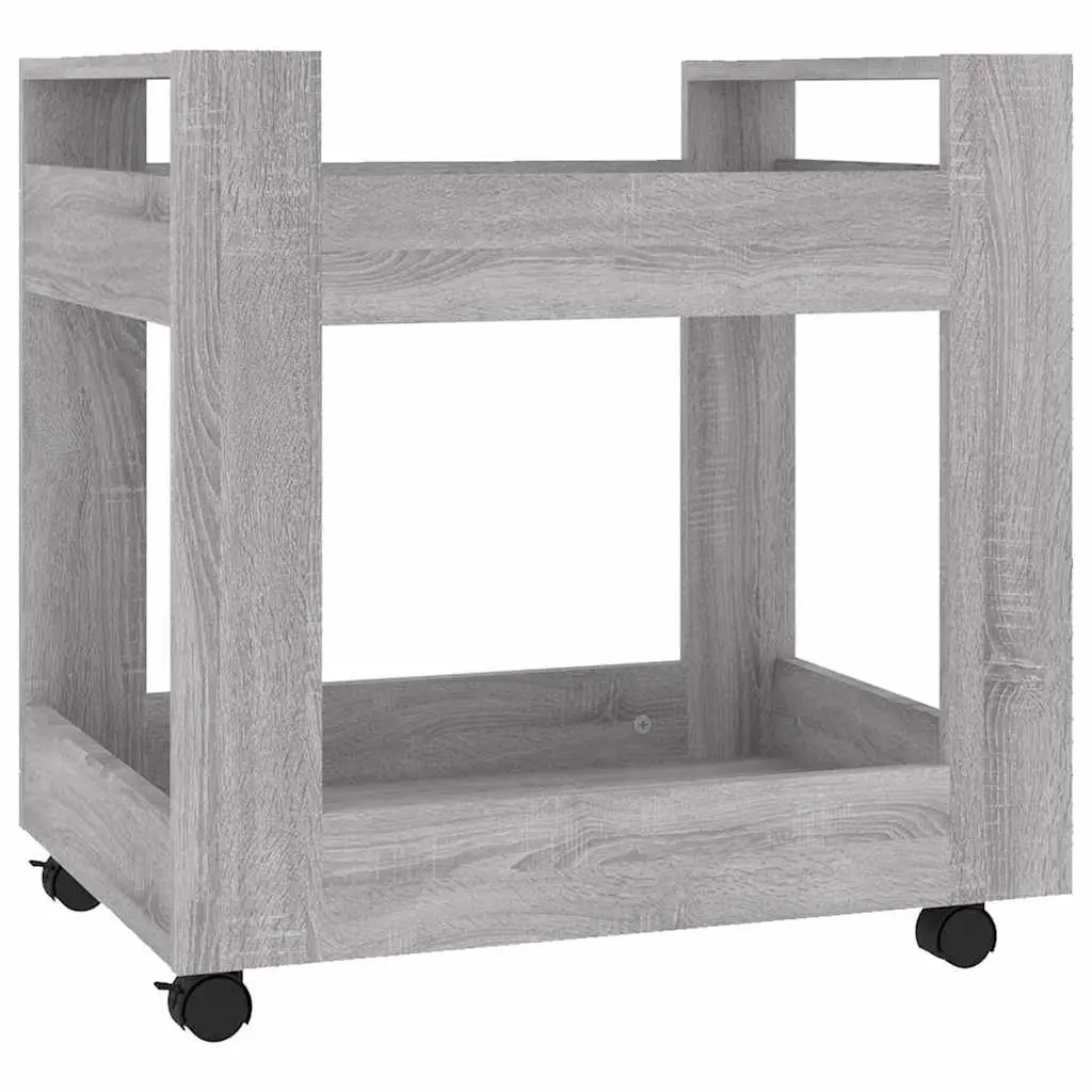 Desk Trolley Storage Cart 2 Shelf Engineered Wood Rolling Casters Mobile Office