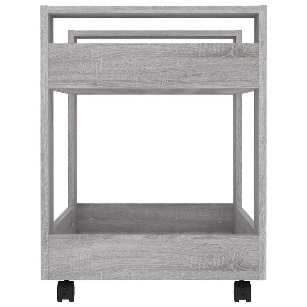 Desk Trolley Storage Cart 2 Shelf Engineered Wood Rolling Casters Mobile Office