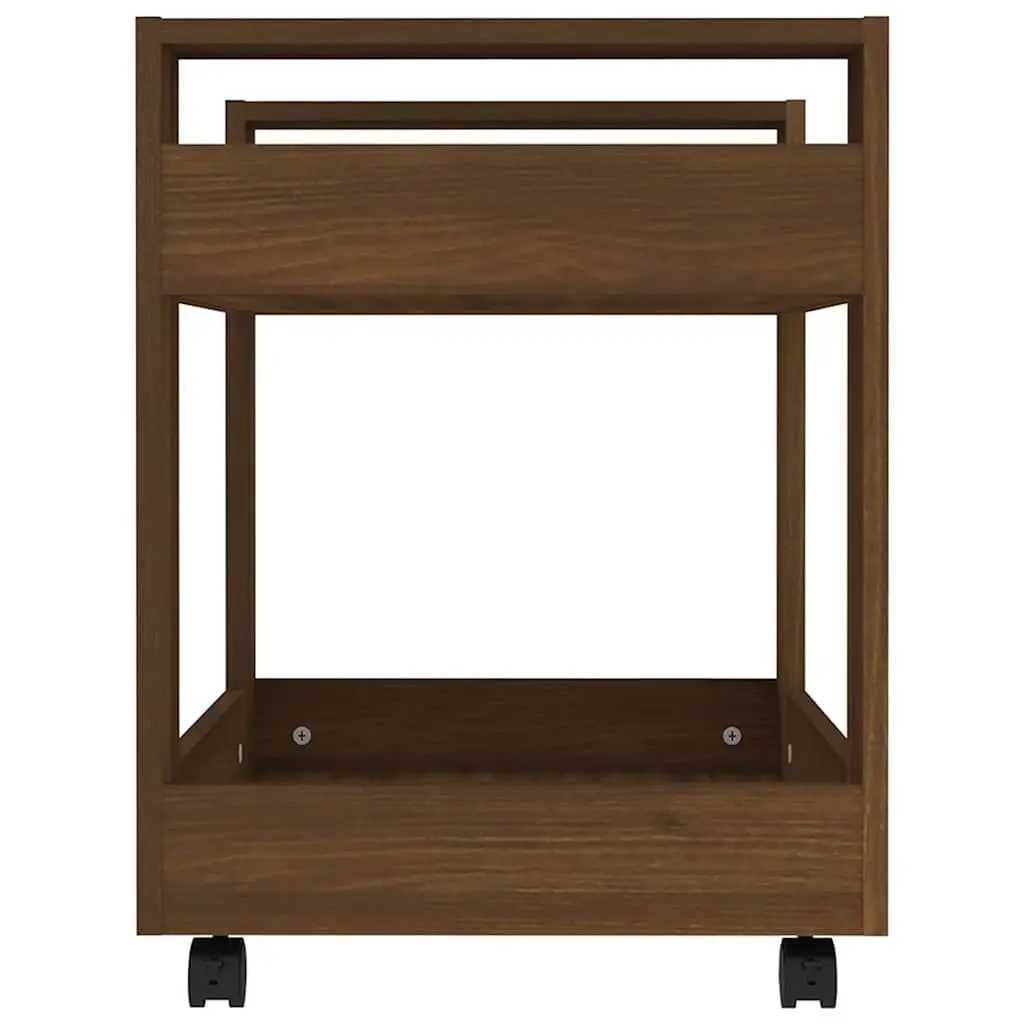Desk Trolley Brown Oak Engineered Wood 60x45x60 cm with 2 Open Shelves and 4 Rolling Castors
