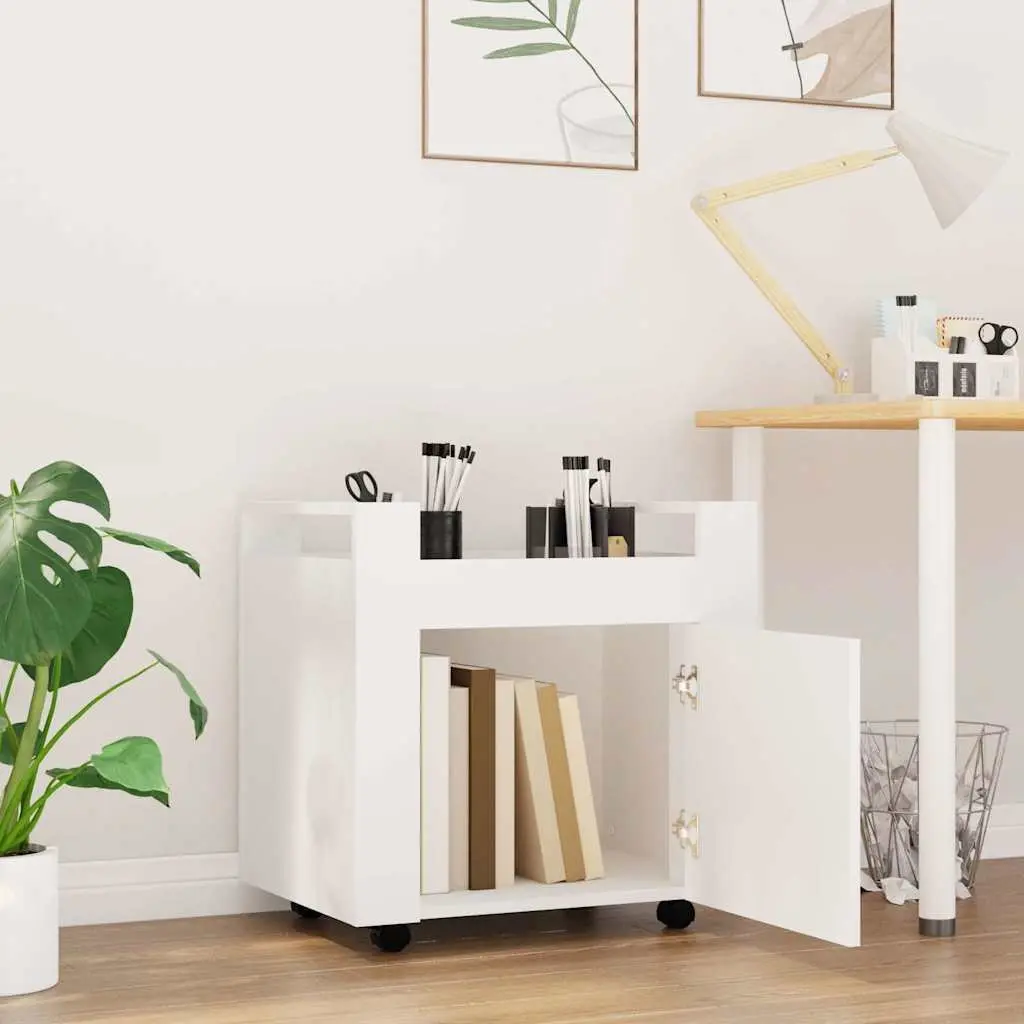 Desk Trolley White Storage Cabinet Mobile Office Organiser Under Desk Cart