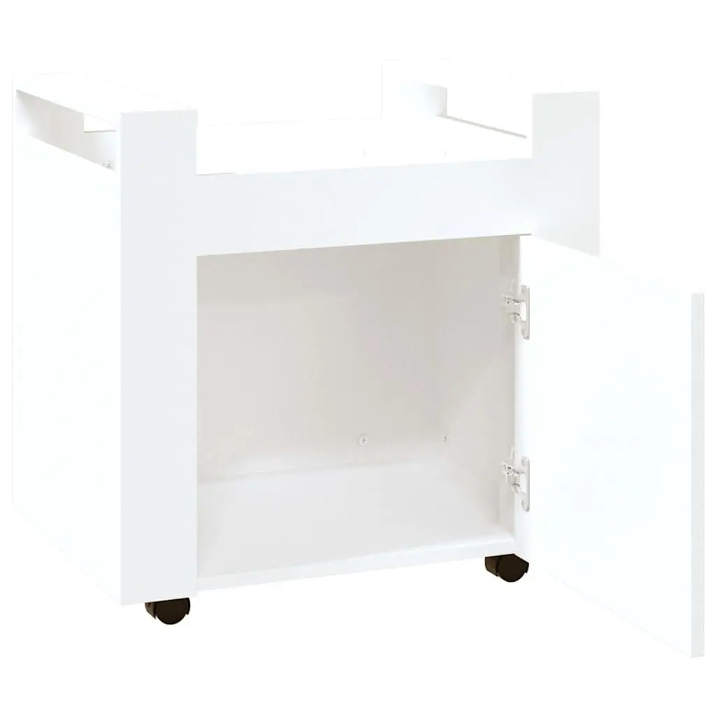 Desk Trolley White Storage Cabinet Mobile Office Organiser Under Desk Cart