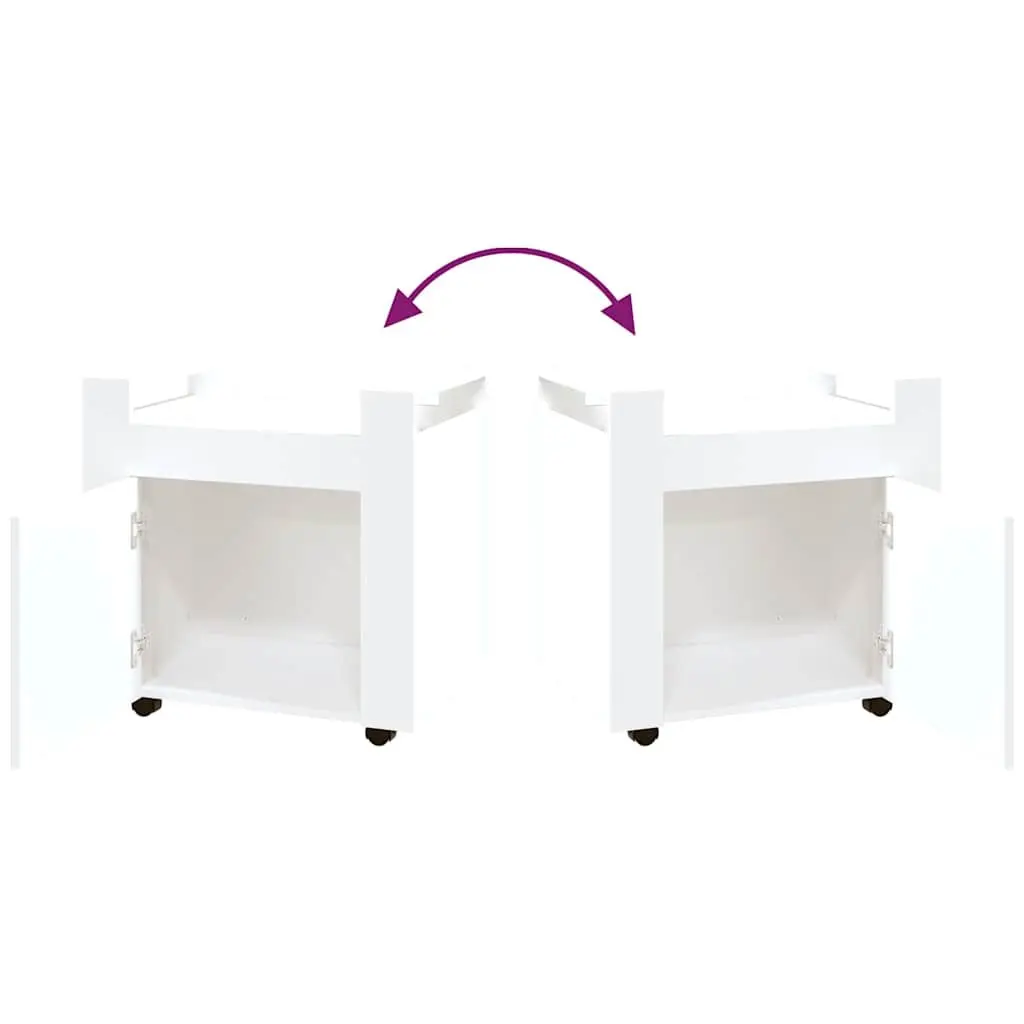 Desk Trolley White Storage Cabinet Mobile Office Organiser Under Desk Cart