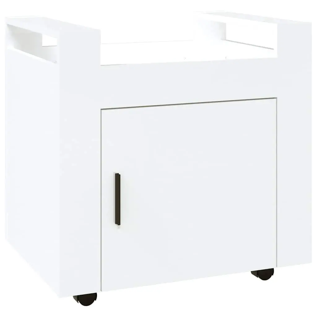 Desk Trolley Mobile Storage Cart White 60x45x60cm with Door and Casters