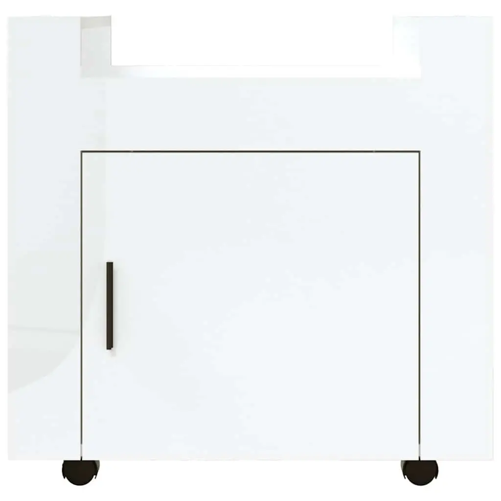 Desk Trolley Mobile Storage Cart White 60x45x60cm with Door and Casters