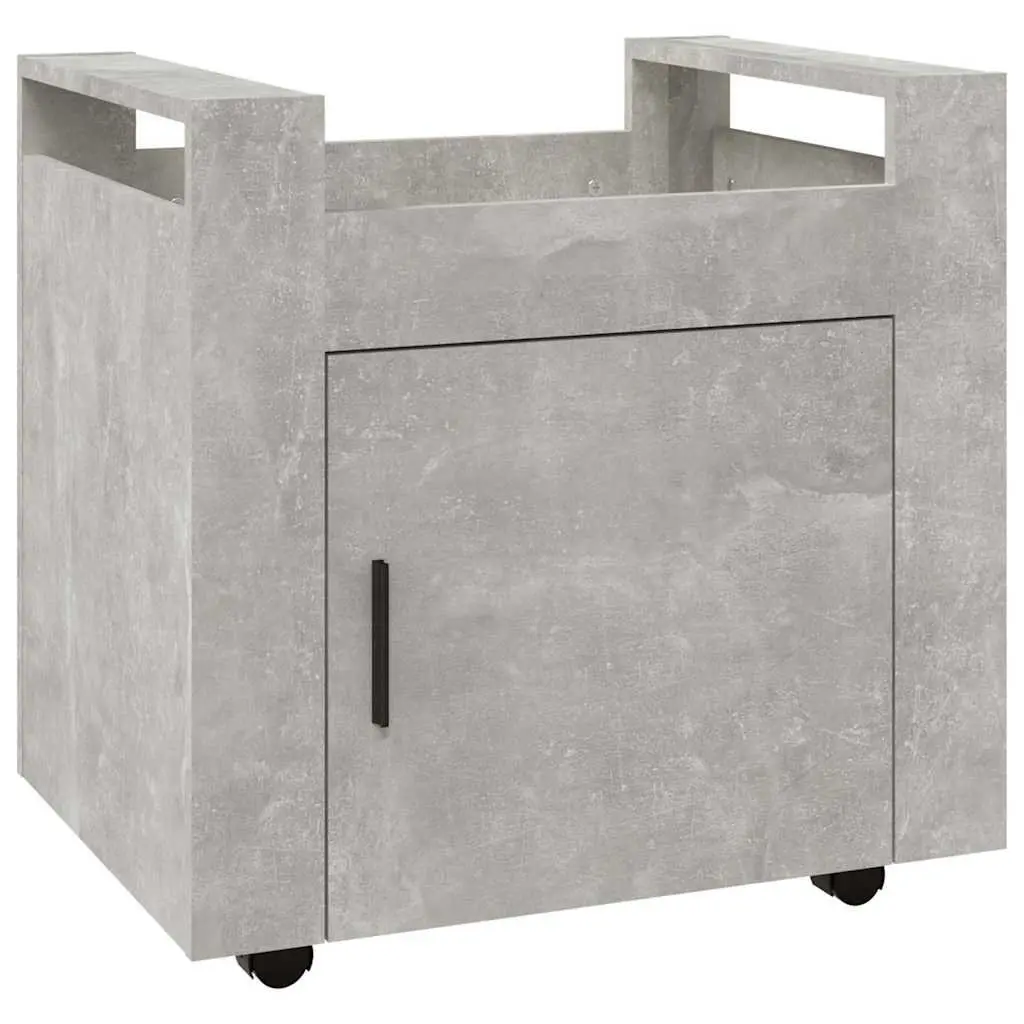 Desk Trolley Grey Engineered Wood Mobile Storage Cabinet 60x45x60cm