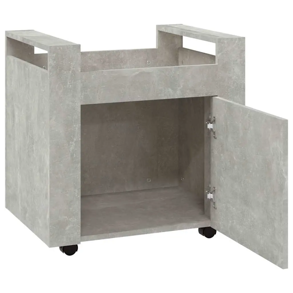 Desk Trolley Grey Engineered Wood Mobile Storage Cabinet 60x45x60cm