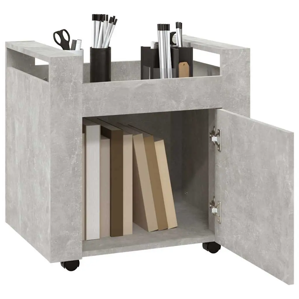 Desk Trolley Grey Engineered Wood Mobile Storage Cabinet 60x45x60cm