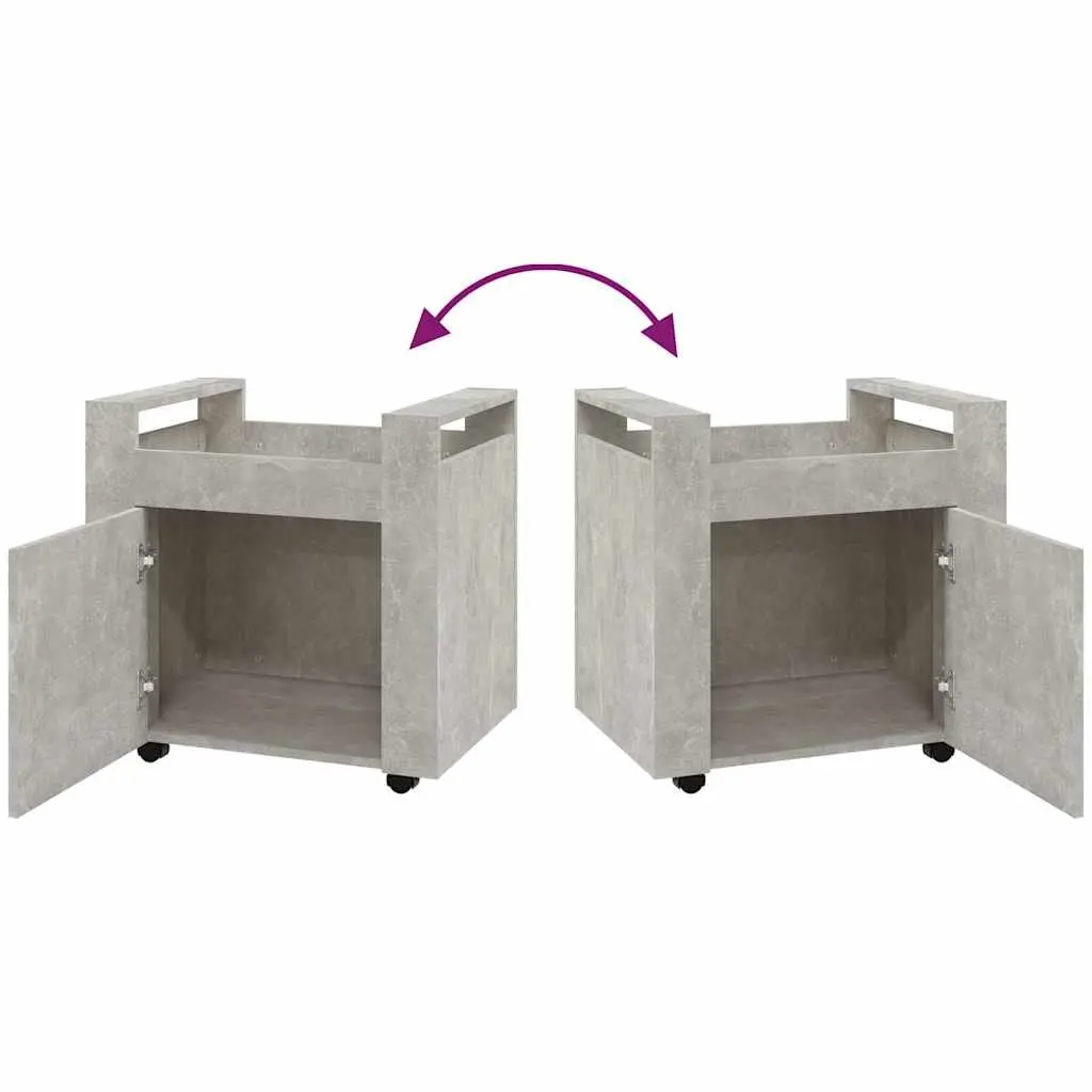 Desk Trolley Grey Engineered Wood Mobile Storage Cabinet 60x45x60cm