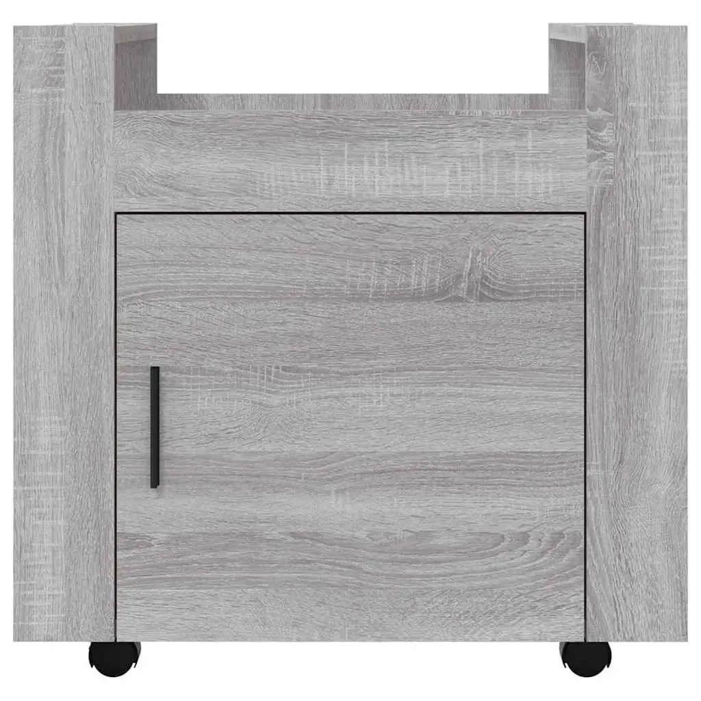 Desk Trolley Mobile Storage Cabinet Grey Office Organiser with Door and Wheels