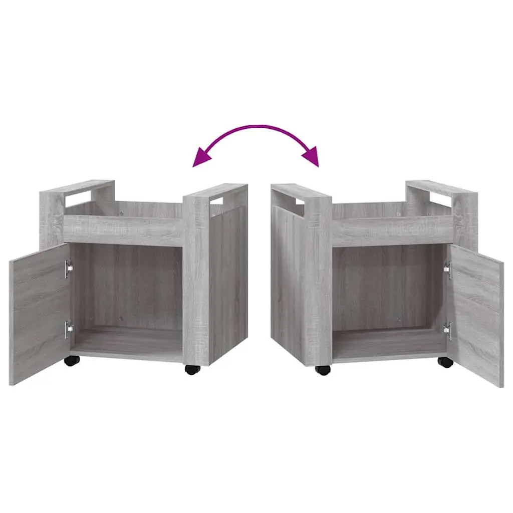 Desk Trolley Mobile Storage Cabinet Grey Office Organiser with Door and Wheels