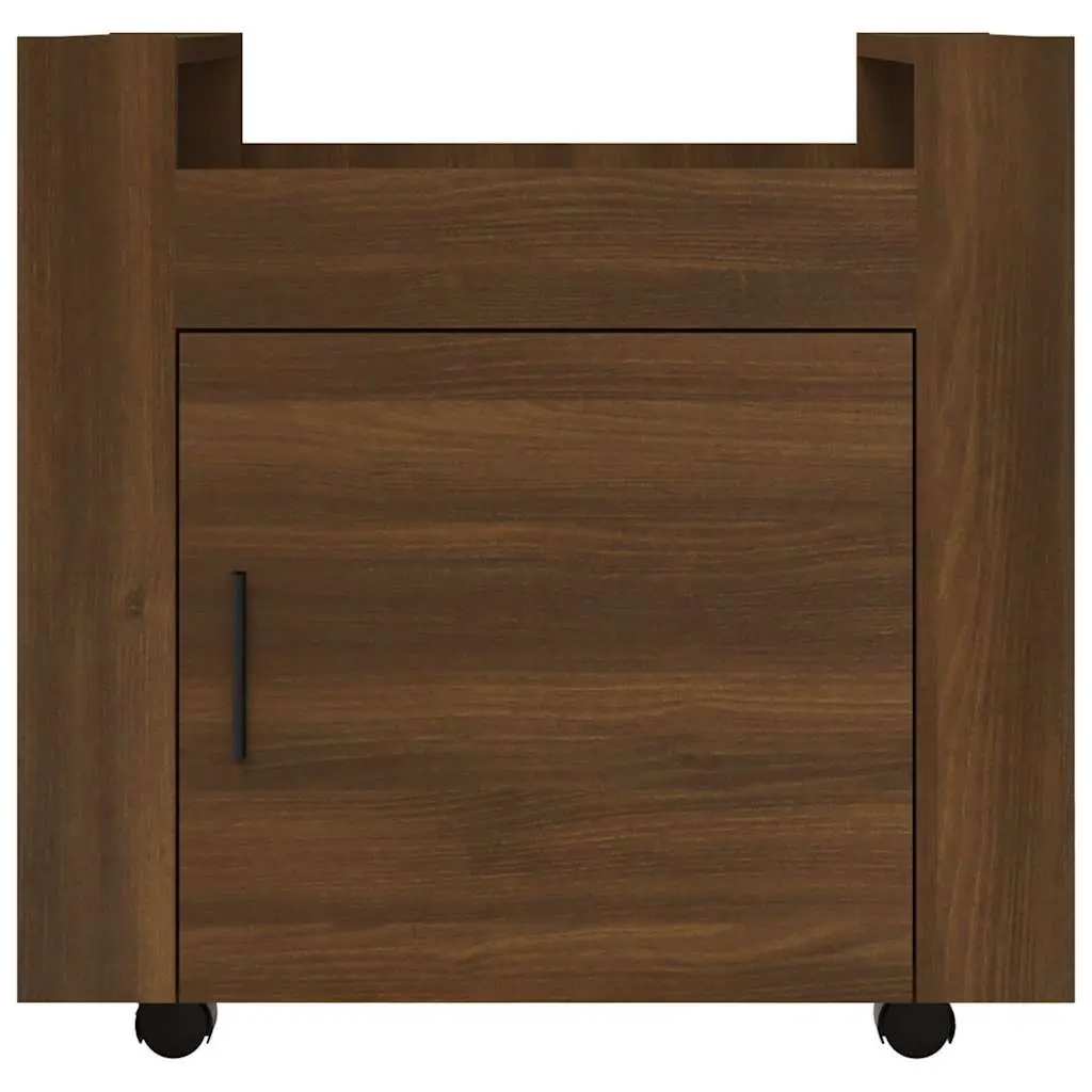 Desk Trolley Brown Oak Storage Cabinet on Wheels 60L x 45W x 60H cm