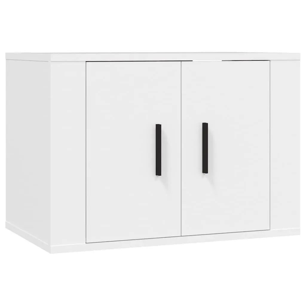 Wall Mounted TV Cabinet White Media Storage Unit 57 x 34.5 x 40 cm