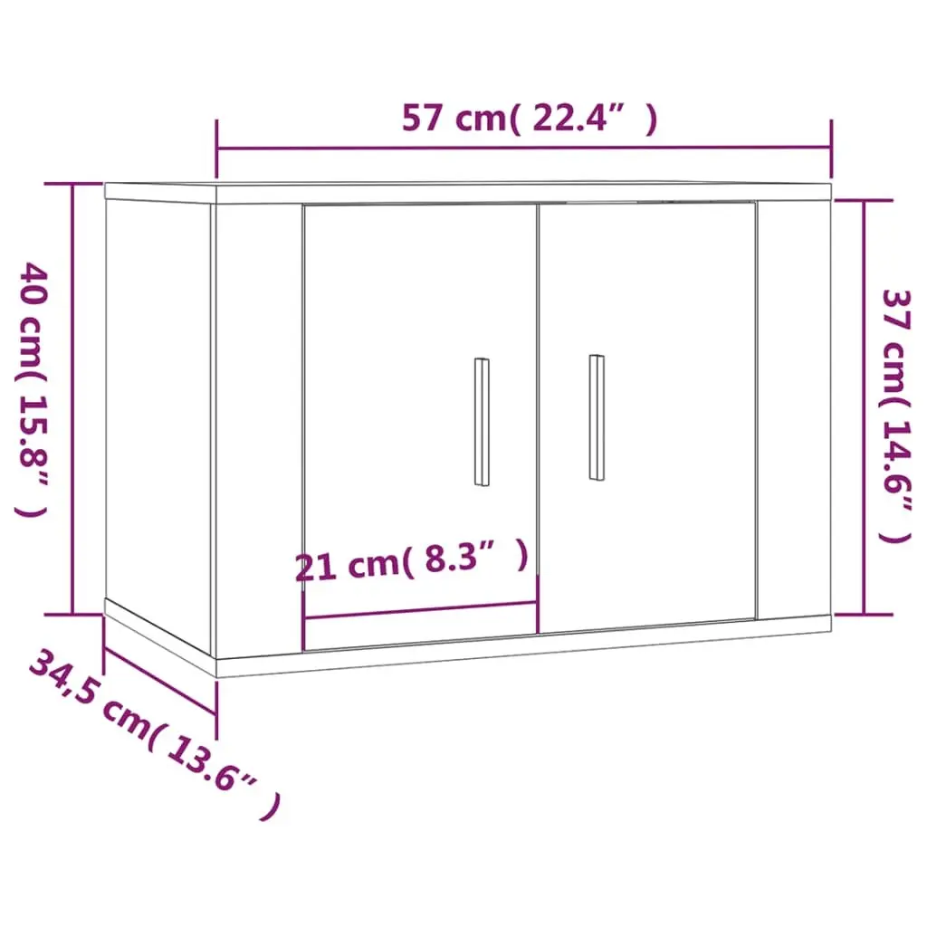Wall Mounted TV Cabinet Grey Storage Unit Media Shelving Compartment