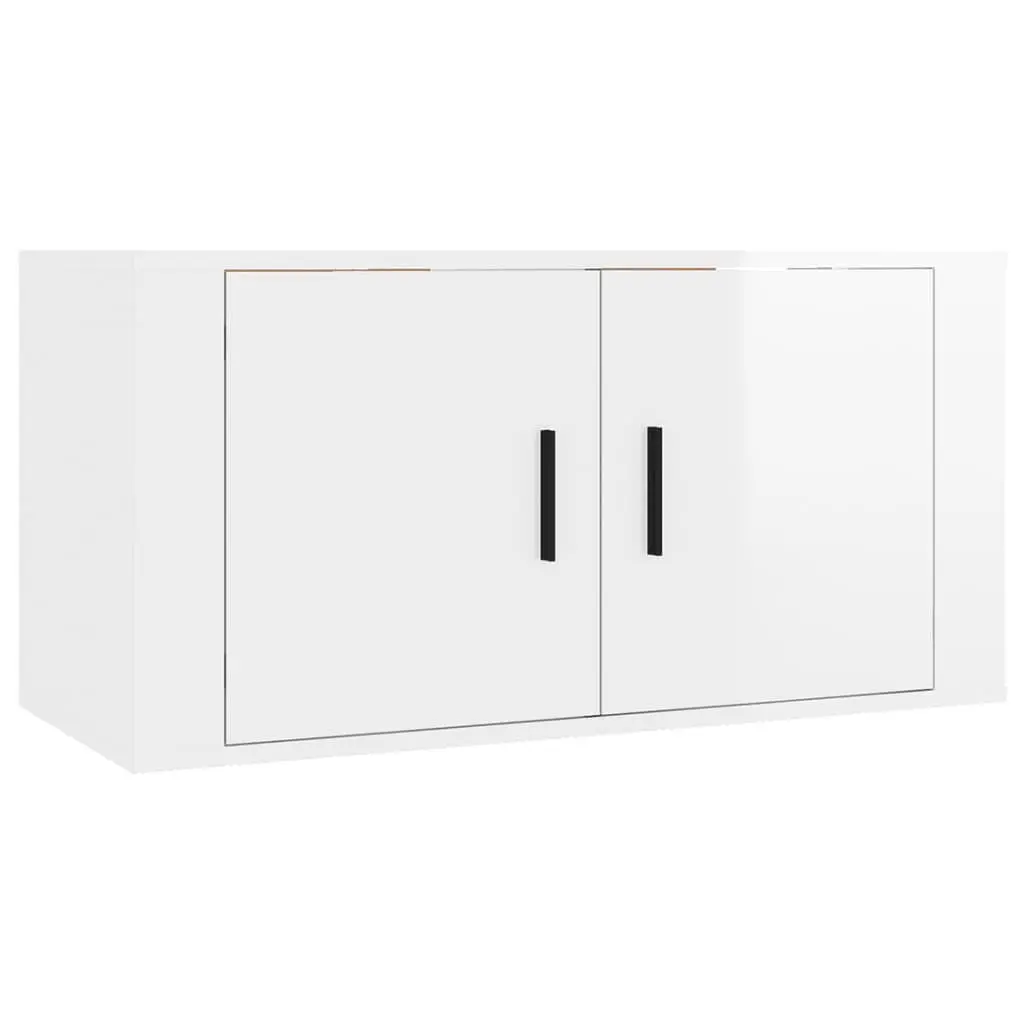 Wall Mounted TV Cabinet White High Gloss Media Storage Unit 80x34.5x40cm