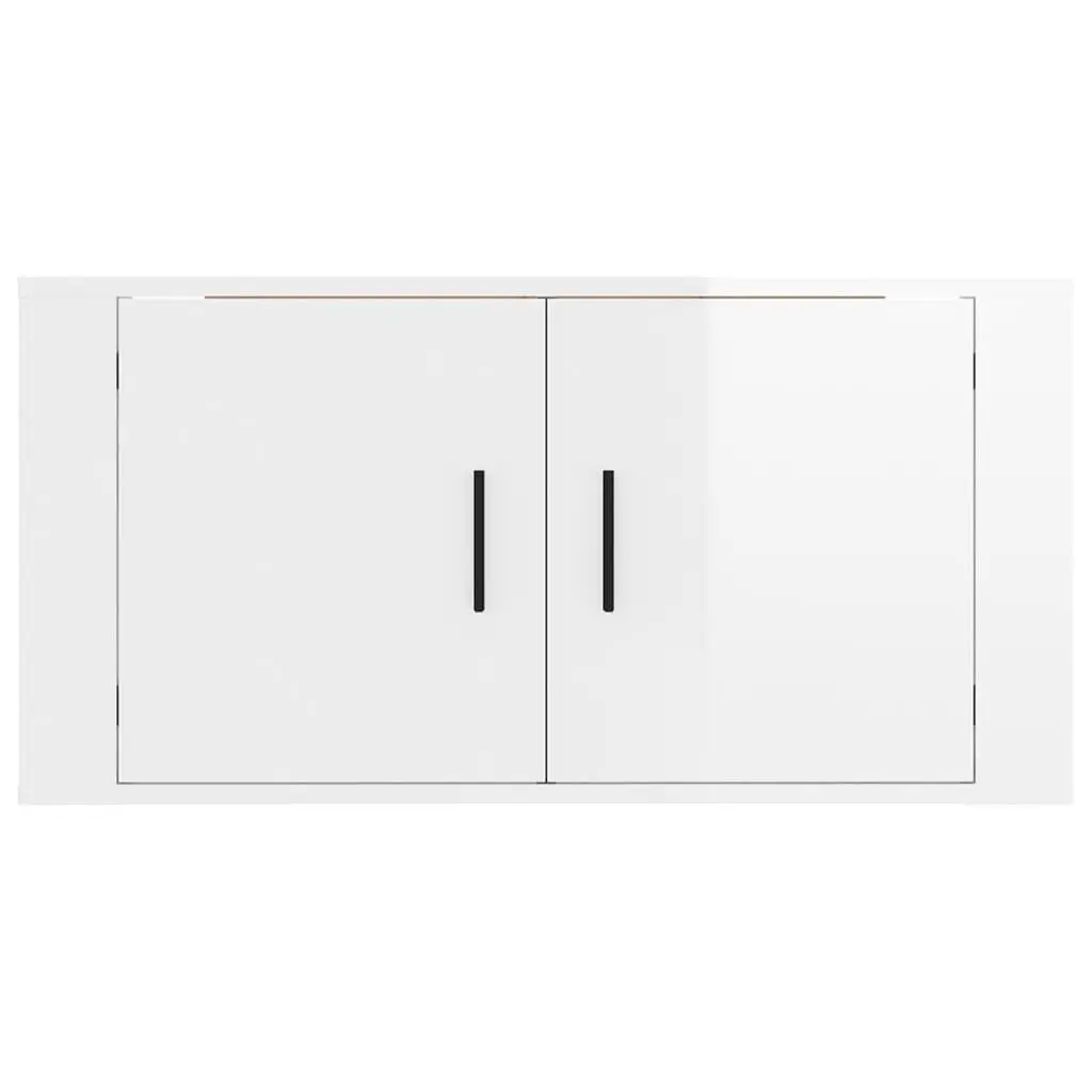 Wall Mounted TV Cabinet White High Gloss Media Storage Unit 80x34.5x40cm