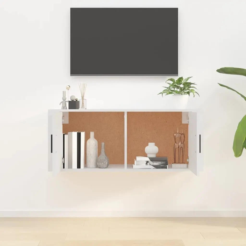 Wall Mounted TV Cabinet White Engineered Wood 100x34.5x40 cm